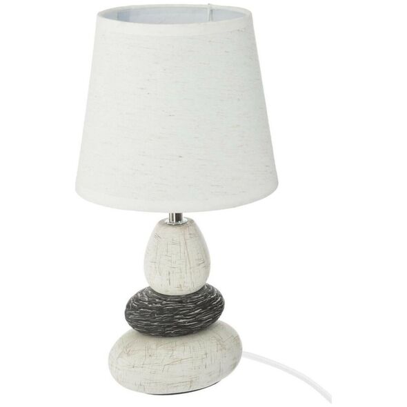 Atmosphera Lampa stołowa z abażurem, Ø 18 x 33 cm, biała z podstawą z kamieni