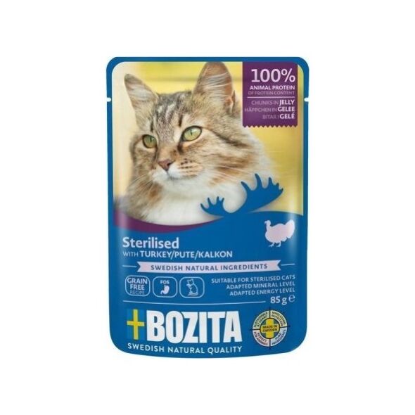 Bozita Bozita Sterylizowane kawałki w galaretce z indykiem- mokra karma dla kota -  85g
