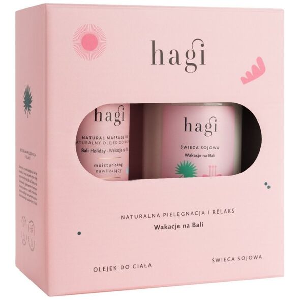 Hagi Hagi, Wakacje na Bali, Zestaw naturalna pielęgnacja i relaks: olejek do ciała i świeca sojowa