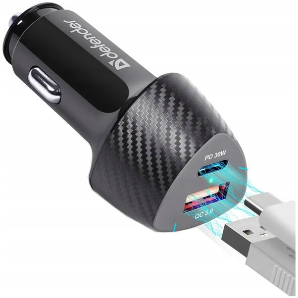 Ładowarka Defender Ładowarka samochodowa Defender UCA-92 USBx1 USB-Cx1 QC, PD power delivery