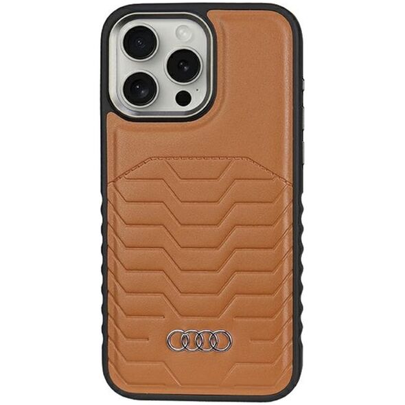 Audi Audi Synthetic Leather MagSafe iPhone 15 Pro 6.1" brązowy/brown hardcase AU-TPUPCMIP15P-GT/D3-BN