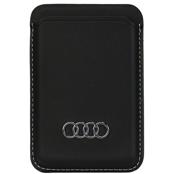 Audi Audi Synthetic Leather Wallet Card Slot czarny/black MagSafe AU-MSCH-Q3/D1-BK