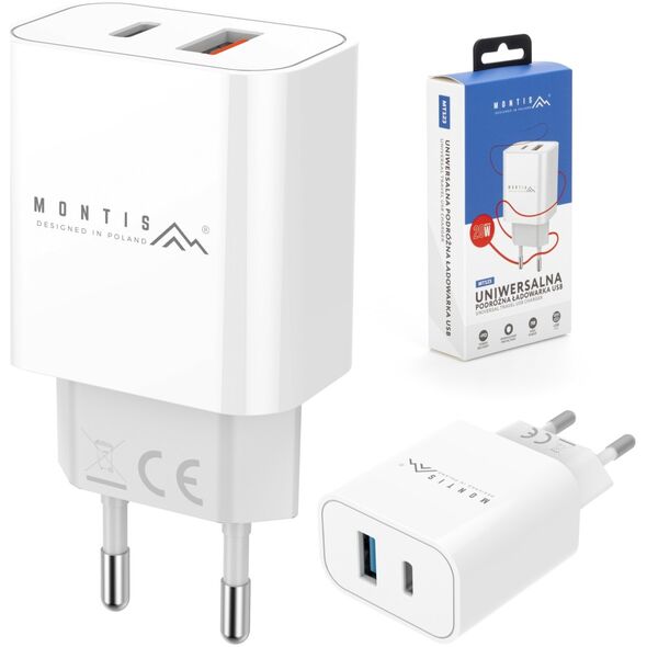 Ładowarka Montis SZYBKA ŁADOWARKA SIECIOWA DO TELEFONU SMARTFONA 20W ZASILACZ 3A PD QC3.0