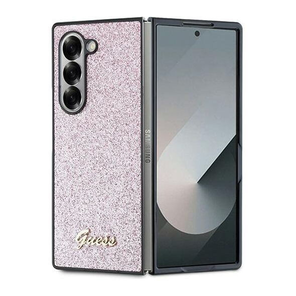Guess case for Samsung Galaxy Z Fold6 GUE003736 pink 4G Glitter Script 3666339322724