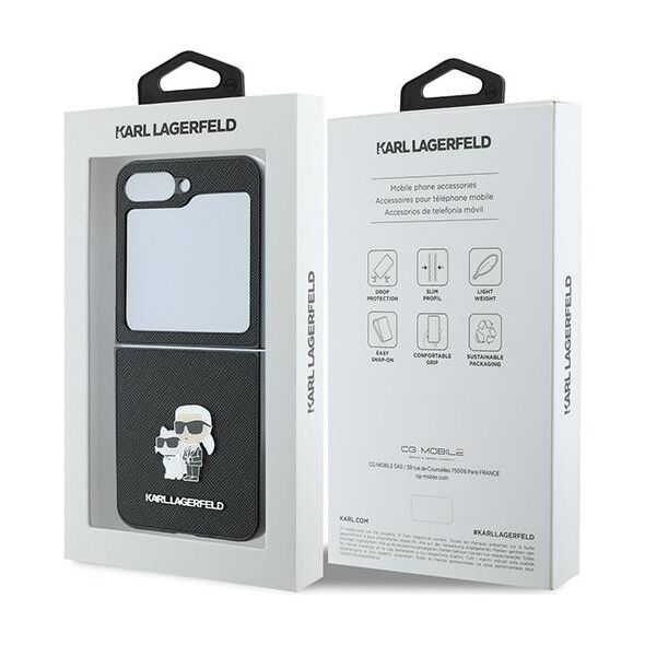 Karl Lagerfeld case for Samsung Galaxy Z Flip6 KF002200 black Saffiano Metal Pin 3666339322502