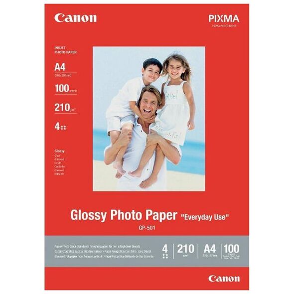 Canon Φωτογραφικό Χαρτί Glossy A4 200 g/m² 5 φύλλα (0775B076) (CAN-GP501) έως 12 άτοκες Δόσεις