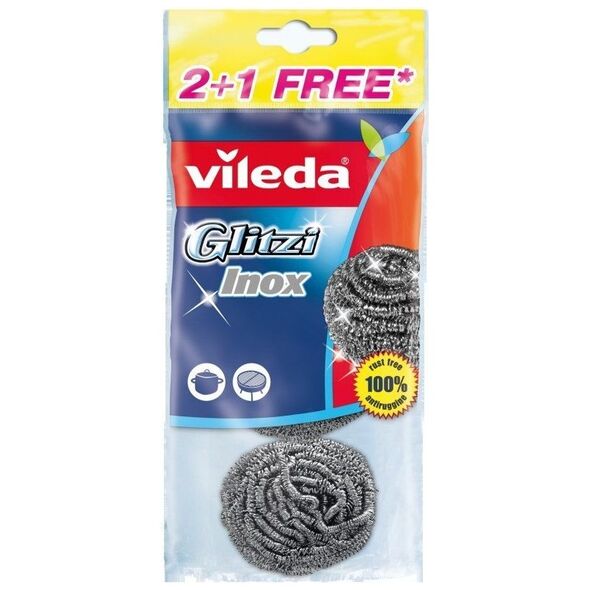 Vileda Zmywak stalowy Glitzi Spiral INOX 2+1 (105177)