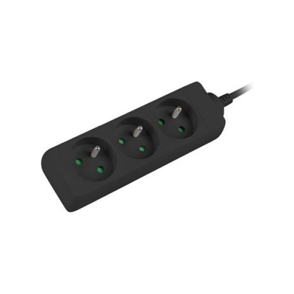 Lanberg 3m, czarna, 3 gniazda, kabel wykonany z pełnej miedzi-PS0-03E-0300-BK