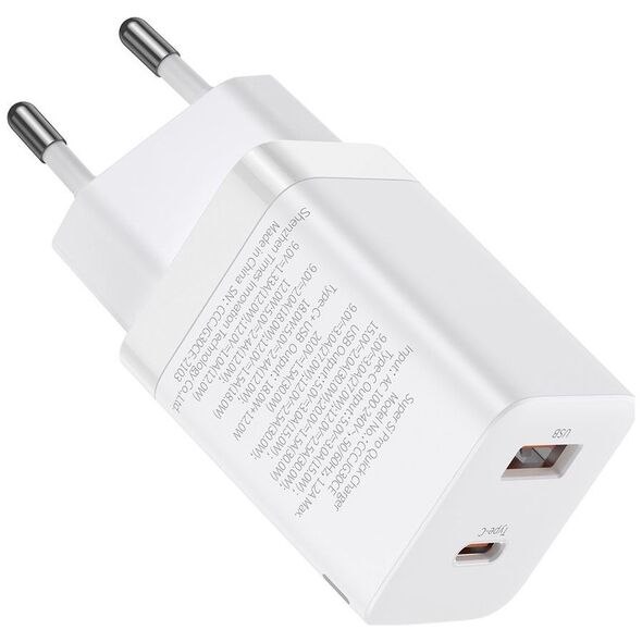 Ładowarka Baseus Super Si Pro 1x USB-A 1x USB-C 3 A (BSU2902WHT)