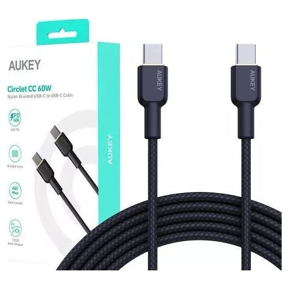 Kabel USB Aukey USB-C - USB-C 1 m Czarny (CB-NCC1 BK)