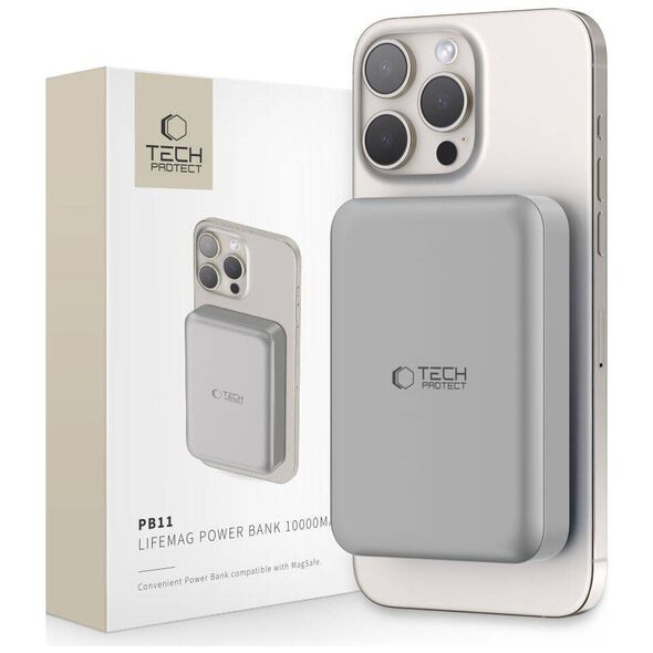 Magnetic Powerbank 10000mAh 15W USB-C Tech-Protect LifeMag PB11 MagSafe Titanium 5906302309504
