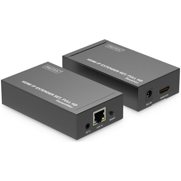 Adapter AV Digitus Przedłużacz/Extender HDMI 1080p 60Hz 120m po skrętce Cat.6/6A/7/8 HDCP 1.3 IR, zestaw