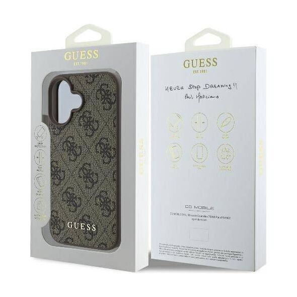 Original Case IPHONE 16 PLUS Guess Hardcase 4G Classic (GUHCP16MG4GFBR) brown 3666339346010