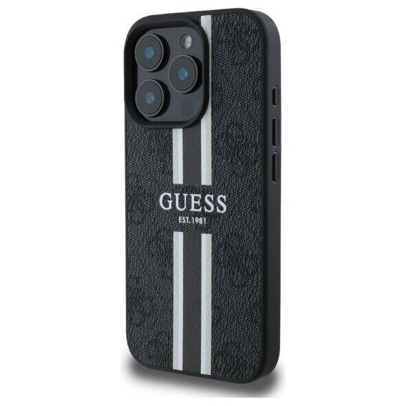 Original Case IPHONE 16 PRO Guess Hardcase 4G Printed Stripes MagSafe (GUHMP16LP4RPSK) black 3666339342104