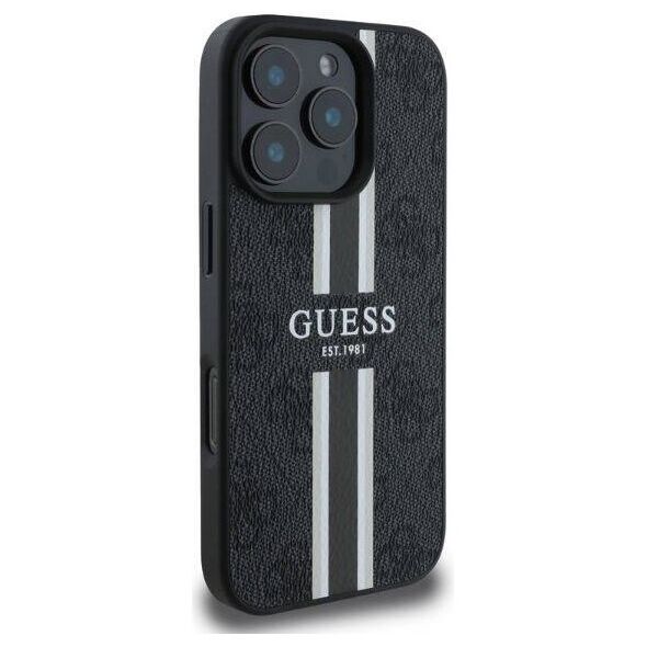Original Case IPHONE 16 PRO Guess Hardcase 4G Printed Stripes MagSafe (GUHMP16LP4RPSK) black 3666339342104