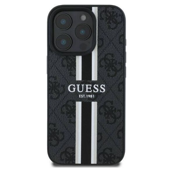 Original Case IPHONE 16 PRO MAX Guess Hardcase 4G Printed Stripes MagSafe (GUHMP16XP4RPSK) black 3666339342111