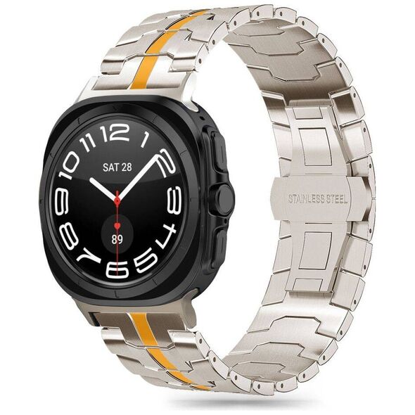 Strap for SAMSUNG GALAXY WATCH ULTRA (47MM) Tech-Protect Stainless Line Titanium orange 5906302313167