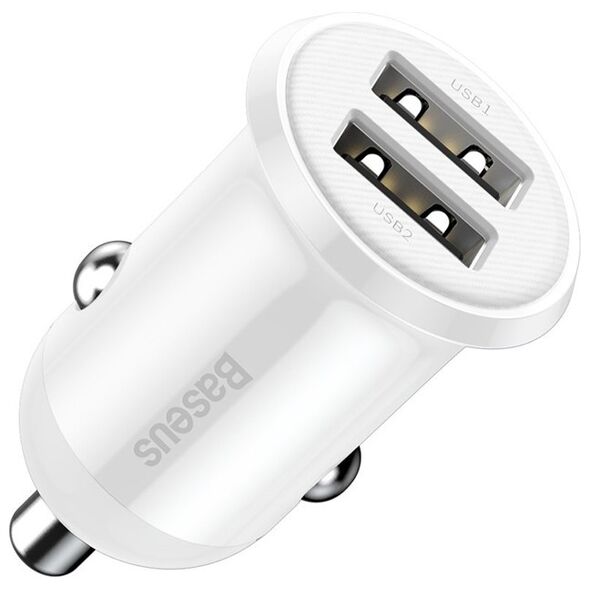 Baseus Car Charger Grain 3.1A White (CCALL-ML02) (BASCCALL-ML02) έως 12 άτοκες Δόσεις