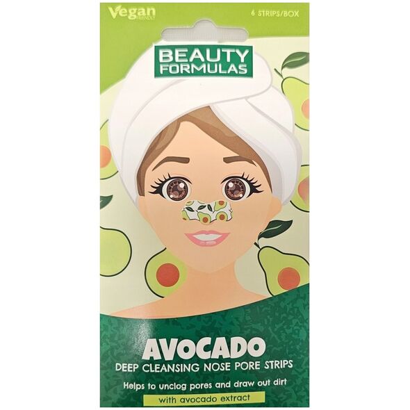 BEAUTY FORMULAS_Paski na nos głęboko oczyszczające Awokado 6szt