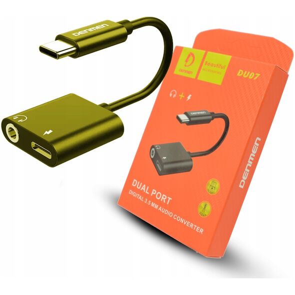 Vega ADAPTER HF TYP-C DENMEN ZŁOTY AUDIO JACK + ZASILANIE DU07>