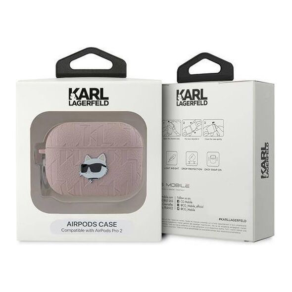 Original Case APPLE AIRPODS PRO 2 Karl Lagerfeld Cover Monogram Choupette Head (KLAP2PGCHPP) pink 3666339283742