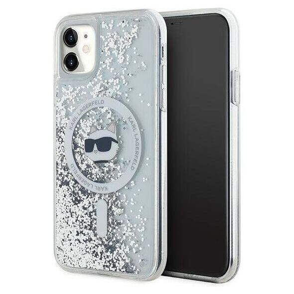 Original Case IPHONE 11 / XR Karl Lagerfeld Hardcase Liquid Glitter Choupette Head MagSafe (KLHMN61LGCHSGH) transparent 3666339285623