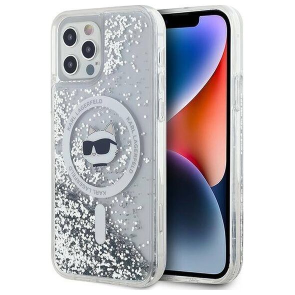 Original Case IPHONE 12 / 12 PRO Karl Lagerfeld Hardcase Liquid Glitter Choupette Head MagSafe (KLHMP12MLGCHSGH) transparent 3666339285630