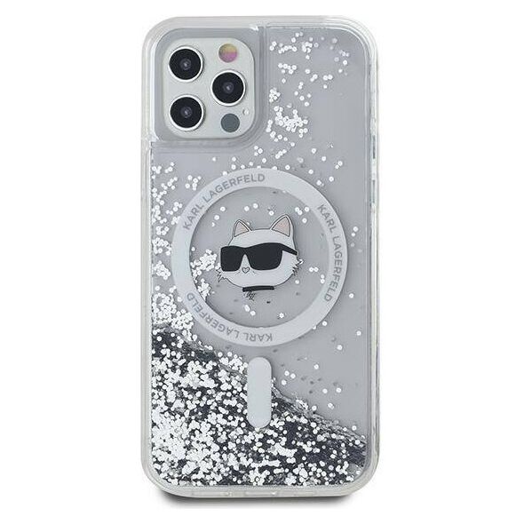Original Case IPHONE 12 / 12 PRO Karl Lagerfeld Hardcase Liquid Glitter Choupette Head MagSafe (KLHMP12MLGCHSGH) transparent 3666339285630