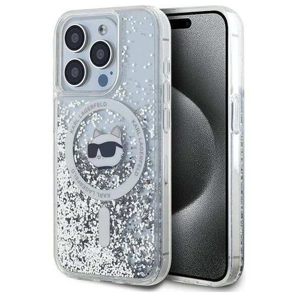 Original Case IPHONE 15 PRO Karl Lagerfeld Hardcase Liquid Glitter Choupette Head MagSafe (KLHMP15LLGCHSGH) transparent 3666339285746