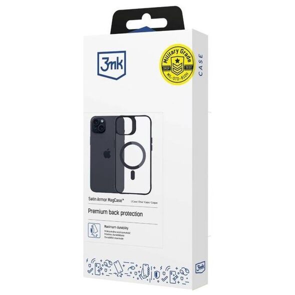 Case IPHONE 16 PLUS 3mk Satin Armor MagCase black 5903108586580