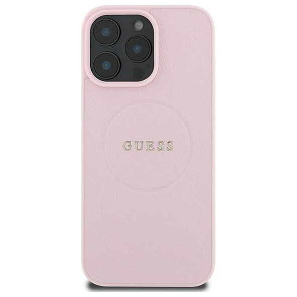 Original Case IPHONE 15 PRO MAX Guess PU Grained Gold Ring MagSafe (GUHMP15XPGHSMMP) pink 3666339303945