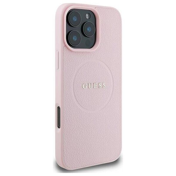 Original Case IPHONE 15 PRO MAX Guess PU Grained Gold Ring MagSafe (GUHMP15XPGHSMMP) pink 3666339303945