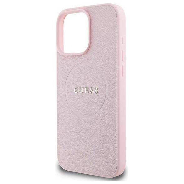 Original Case IPHONE 15 PRO MAX Guess PU Grained Gold Ring MagSafe (GUHMP15XPGHSMMP) pink 3666339303945