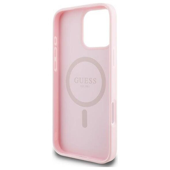 Original Case IPHONE 15 PRO MAX Guess PU Grained Gold Ring MagSafe (GUHMP15XPGHSMMP) pink 3666339303945
