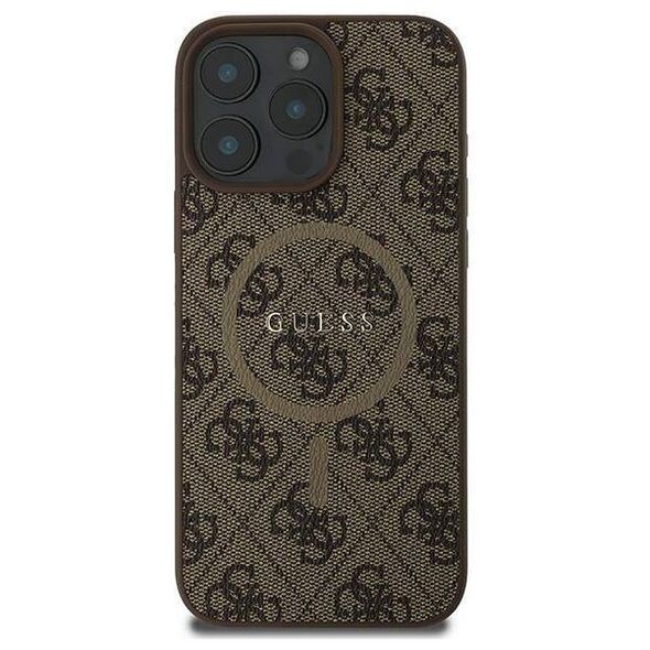 Original Case IPHONE 16 PRO Guess Hardcase 4G Ring Classic Logo MagSafe (GUHMP16LG4GFRW) brown 3666339327262
