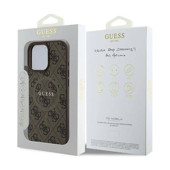 Original Case IPHONE 16 PRO Guess Hardcase 4G Ring Classic Logo MagSafe (GUHMP16LG4GFRW) brown 3666339327262