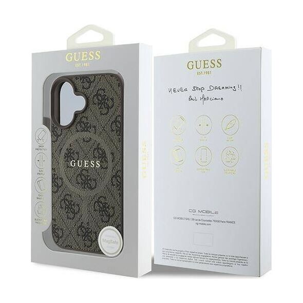 Original Case IPHONE 16 PLUS Guess Hardcase 4G Ring Classic Logo MagSafe (GUHMP16MG4GFRW) brown 3666339327255