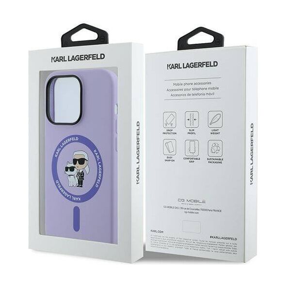Original Case IPHONE 14 PRO Karl Lagerfeld HC Silicone KC Heads Ring MagSafe (KLHMP14LSCMKCRHU) purple 3666339254308