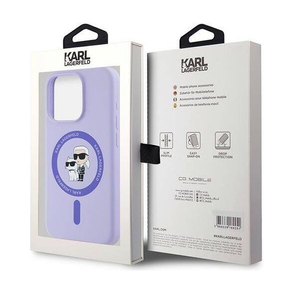 Original Case IPHONE 15 PRO Karl Lagerfeld Hardcase Silicone KC Heads Ring MagSafe (KLHMP15LSCMKCRHU) purple 3666339254346