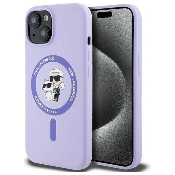 Original Case IPHONE 15 Karl Lagerfeld Hardcase Silicone KC Heads Ring MagSafe (KLHMP15SSCMKCRHU) purple 3666339254322