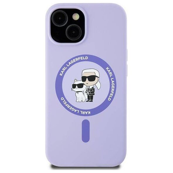 Original Case IPHONE 15 Karl Lagerfeld Hardcase Silicone KC Heads Ring MagSafe (KLHMP15SSCMKCRHU) purple 3666339254322