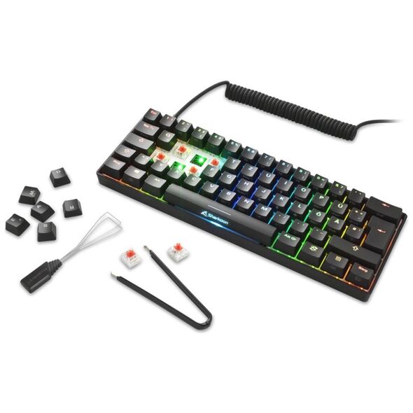 Sharkoon Skiller SGK50 S4 Gaming Μηχανικό Πληκτρολόγιο 60% με Kailh Red διακόπτες και RGB φωτισμό Αγγλικό US (SGK50S4BKRD) (SHRSGK50S4BKRD) έως 12 άτοκες Δόσεις