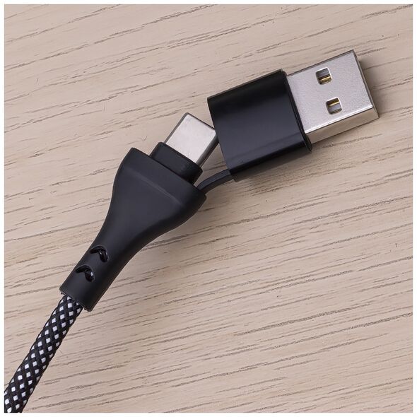 Maxlife ALLin1 cable USB + USB-C - Lightning + 2x USB-C 1,0 m 66W black 5907457787735