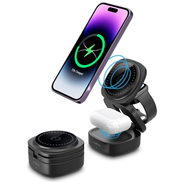 Maxlife MXWC-06 magnetic wireless charger 15W black 3in1 5907457780156