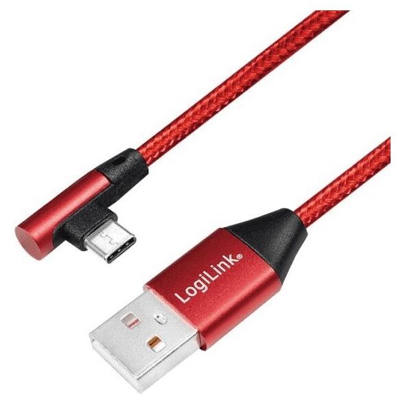 Kabel USB LogiLink USB-A - USB-C 0.3 m Czerwony (CU0145)