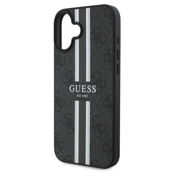 Original Case IPHONE 16 PLUS Guess Hardcase 4G Printed Stripes MagSafe (GUHMP16MP4RPSK) black 3666339342098