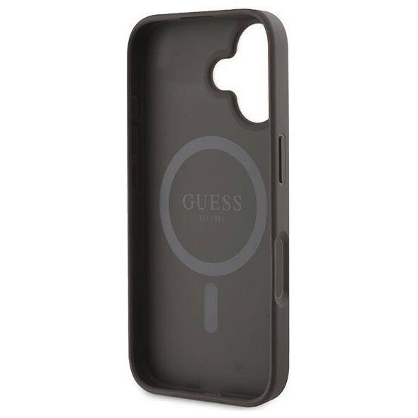 Original Case IPHONE 16 PLUS Guess Hardcase 4G Printed Stripes MagSafe (GUHMP16MP4RPSW) brown 3666339342135