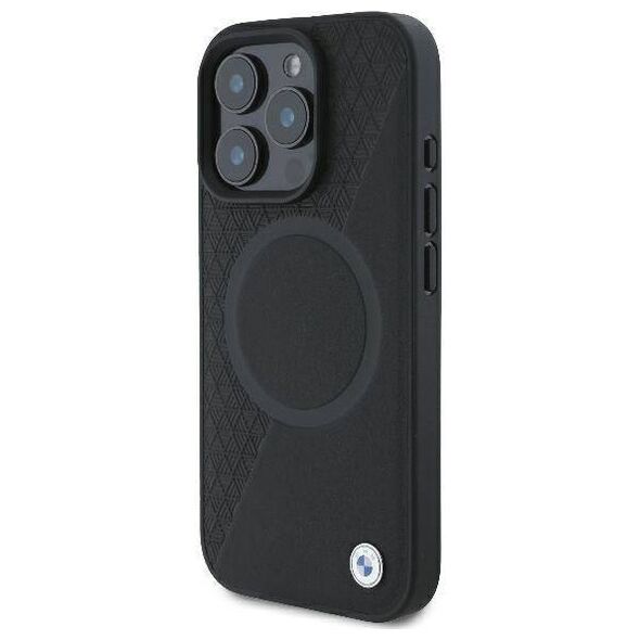 Original Case IPHONE 16 PRO BMW Hardcase Signature Leather Half Textured & Circle MagSafe (BMHMP16L23RTPK) black 3666339323424