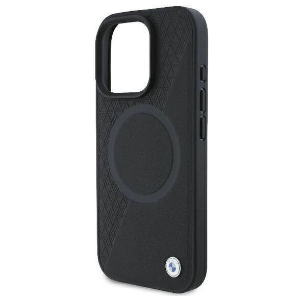 Original Case IPHONE 16 PRO BMW Hardcase Signature Leather Half Textured & Circle MagSafe (BMHMP16L23RTPK) black 3666339323424