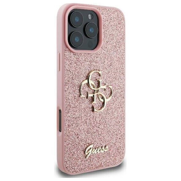 Original Case IPHONE 16 PRO Guess Hardcase Fixed Glitter Big 4G (GUHCP16LHG4SGP) pink 3666339328542